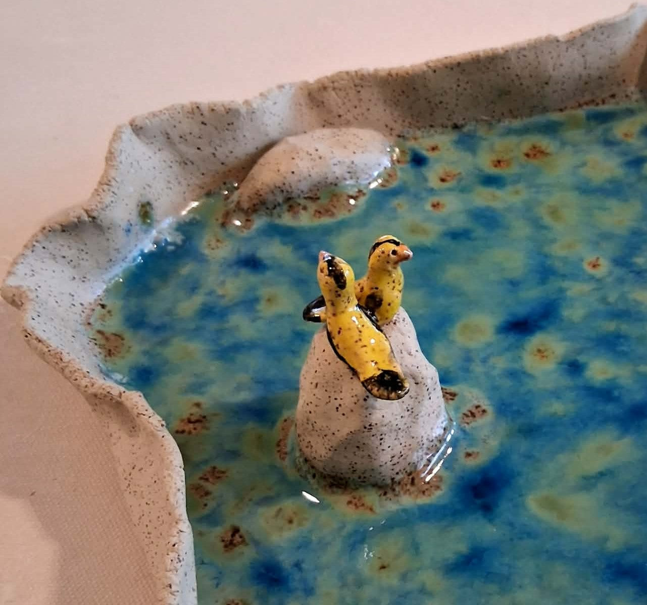 Yellow Birds in Pond